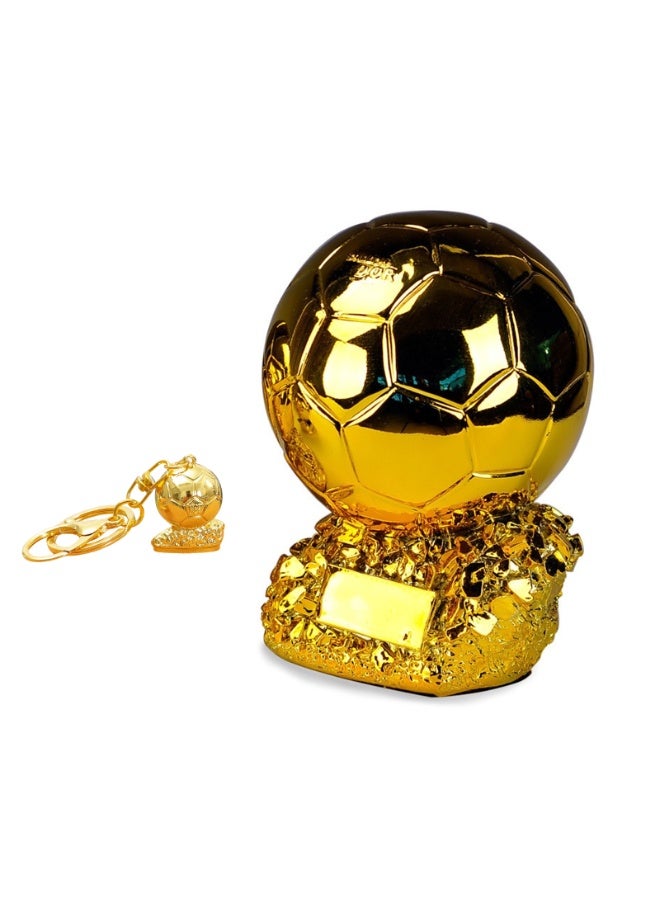 25cm/21cm/15cm Golden Football Ballon World Cup Trophy with Keychain Resin Player Award Soccer Fan Collectible Souvenir - Image 1